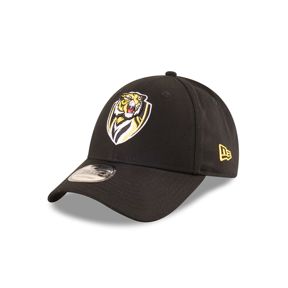 Richmond Tigers Youth Hat - AFL 2025 Badged Black OTC 9Forty Kids Strapback Cap - New Era